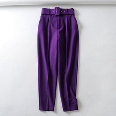 Trendy Women's Pleated Harem Pants with Belt Decor