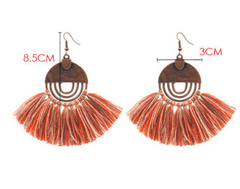 Tassel Earrings, Geometric Round Alloy Drop Earrings