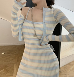 Knit Suspender Skirt Sweet & Spicy Striped Dress