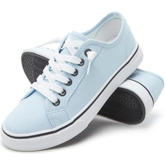Women Canvas Sneaker Slip On Non Slip Casual Shoes Lace Up Canvas Low Top White Shoes Loafers for Women Fashion Black Sneaker Shoes（BlueUS10.5）