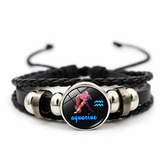 Creative Leather Weaving Beaded Bracelet in Gem Fashion