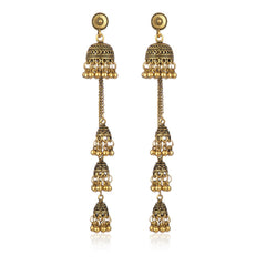 Jhumkas Indian Earrings for Women Jhumkas Jhumki Tassel Earrings Ethnic Dangle Earrings Beaded Bell Earrings Indian Jewelry for Women