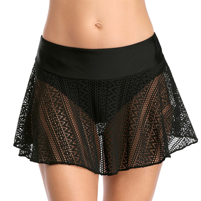 High-Waisted Women's Swim Skirt and Mesh Beach Pants