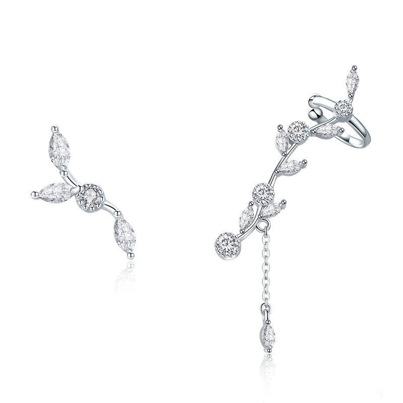 S925 Silver Long Earrings with White Gold Plating