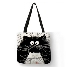 Linen Cat Shoulder Bag