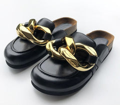 Golden Chain Half-Toe Shoes for Women - British Style