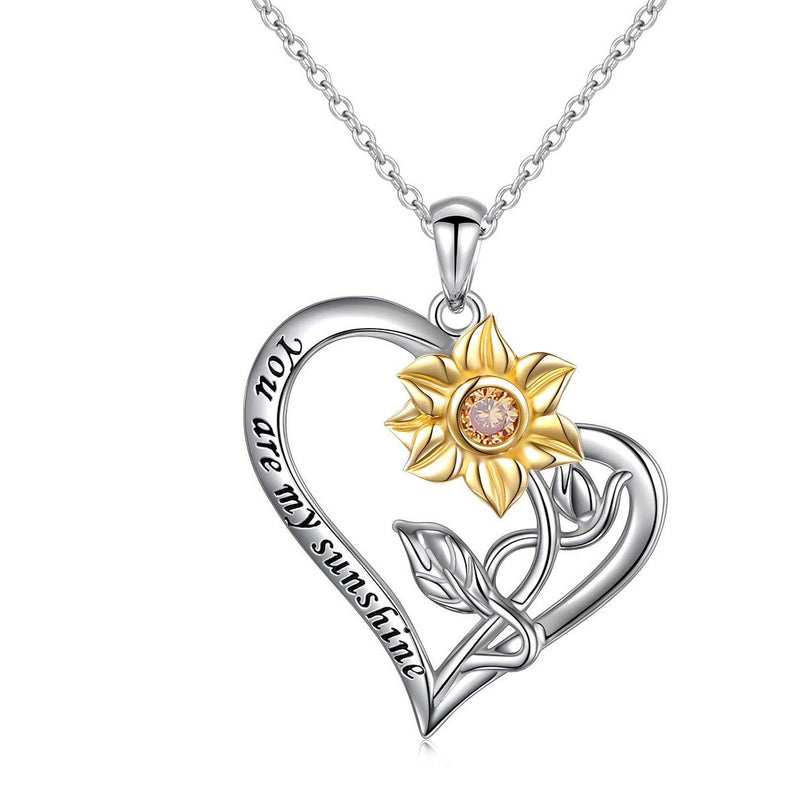 S925 Silver Diamond Sunflower Pendant Necklace