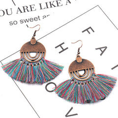Tassel Earrings, Geometric Round Alloy Drop Earrings