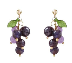 Simulated Fruit Earrings Creative Cute Fruit Pendant Earrings Purple Cyan Grape Strawberry Peach Earrings Handmade Cute Tassel Pendant Earrings for Women-A Grape