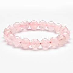 Natural Rose Quartz Bracelet with S925 Silver Beads