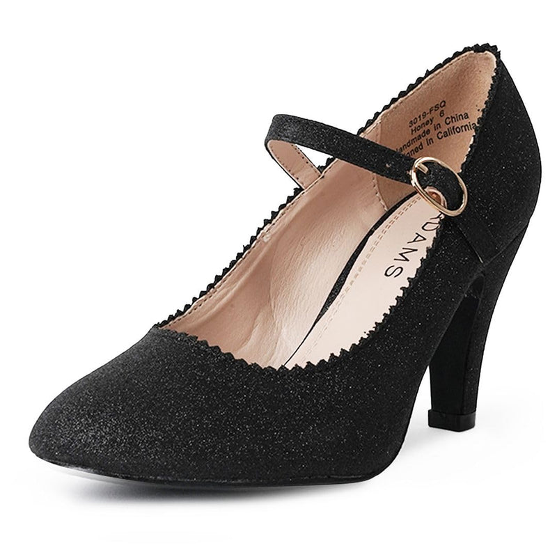 J. Adams Honey Mary Jane Shoes Women Oxford Pumps - Cute Low Kitten High Heels - Retro Vintage Shoes for Women 1950s Mary Janes Round Toe Shoe with Ankle Strap - Women Dress Shoes