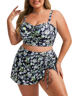 High Waisted Bikini Sets for Women Tummy Control Swimsuits Drawstring Swim Skirt Swim Suits for Women 202422 Plus