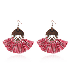 Tassel Earrings, Geometric Round Alloy Drop Earrings